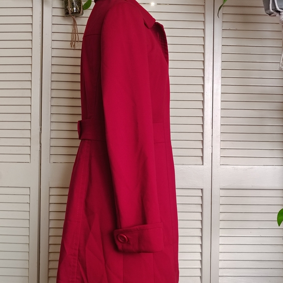 LOFT Jackets & Blazers - LOFT Vibrant Red Trench Coat Size 8 – Classic Belted - Like New